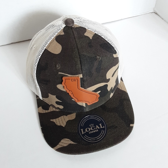 Local Crowns California Woodland Leather State Patch Trucker Snapback Adjustable - Picture 4 of 7